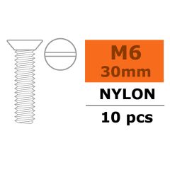 Verzonken schroef met zaaggleuf, M6X30, Nylon (5st)