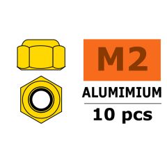 Zelfborgende zeskantmoer M2 "Goud", Aluminium (10st)