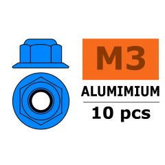 Zelfborgende zeskantmoer M3, met flens "Blauw", Aluminium (10st)