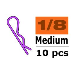 Body clips voor 1/8, paars, medium, 45 graden gebogen (10 stuks)