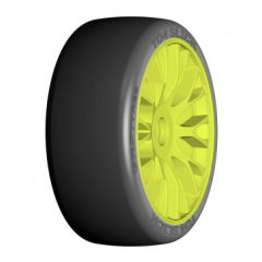 GRP GT T04 SLICK - XM7 Medium hard - Mounted on New Flex Yellow Wheel - 1 Pair