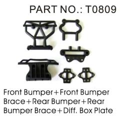 Front and rear bumper assembly, front/rear gear box plate