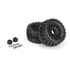 Proline Badlands MX38 HP 3.8" All Terrain Belted tires 8x32 on Raid Black Removable Hex Wheels 17mm