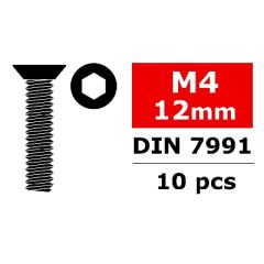 Team Corally - Staal schroeven M4 x 12mm - Verzonkenkop binnenzeskant - 10 st (C-3002-40-12)