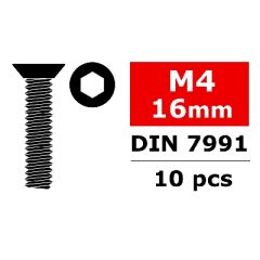 Team Corally - Staal schroeven M4 x 16mm - Verzonkenkop binnenzeskant - 10 st (C-3002-40-16)