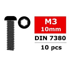 Team Corally - Staal schroeven M3x10mm - Laagbolkop binnenzeskant - 10 st