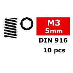 Team Corally - Staal stelschroeven M3 x 5mm - Binnenzeskant - 10 st (C-30151)