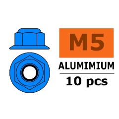 Zelfborgende zeskantmoer M5, met flens "Blauw", Aluminium (10st)