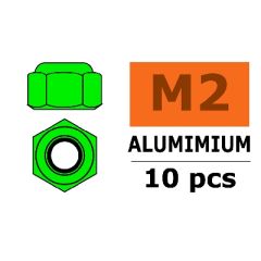 Zelfborgende zeskantmoer M2 "Groen", Aluminium (10st)