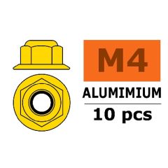 Zelfborgende zeskantmoer M4, met flens "Goud", Aluminium (10st)
