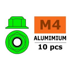 Zelfborgende zeskantmoer M4, met flens "Groen", Aluminium (10st)