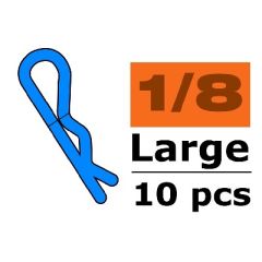 Body clips voor 1/8, blauw, large, 45 graden gebogen (10 stuks)