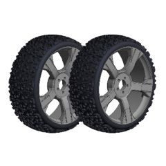 Off-Road 1/8 Buggy Tires - Ninja - Low Profile - Glued on Black Rims - 1 pair (C-00180-376)
