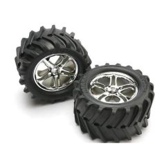 Tires & wheels, assembled, glued (ss (split spoke) chrome wheels, maxx tires, foam inserts) (2) (fits maxx/revo series)