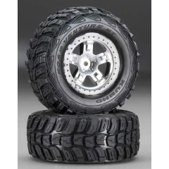 Tire & wheel assy, glued (sct satin chrome, beadlock style wheels, kumho tires, foam inserts) (2) (4wd front/rear, 2wd rear only)