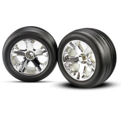 Tires & wheels, assembled, glued (2.8")(all-star chrome wheels, ribbed tires, foam inserts) (electric front) (2)
