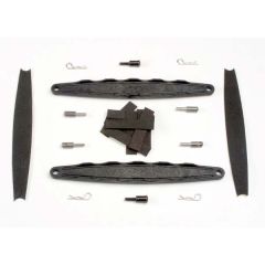 Hold downs, battery (2)/ adhesive foam battery pads/ shoulder screws (2)/ battery hold-down posts (4)/ clips (4)