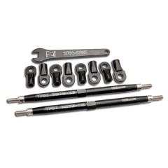 Toe links, revo (tubes 7075-t6 aluminum, black)(128mm, fits front or rear) (2)/ rod ends, rear (4)/ rod ends, front (4)/ wrench (1)