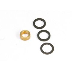 Washer, 7x10x1.0 (2), 7x10x0.5 (1) black steel (shims for flywheel spacing), washer, 5x8.2.8 brass (1) (shim for clutch bell spacing) for revo big block kit