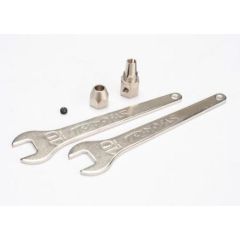 Motor coupler, collet style/ gs 4x3 ss (with threadlock) (1)/ wrench, 10mm (2)