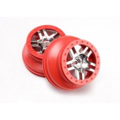Short Course Chrome SS Wheels - Red Beadlock - 12mm Hex (2) (2WD Front)