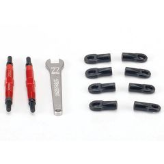 Toe links, slayer (tubes 7075-t6 aluminum, red) (74mm, fits front or rear) (2)/ rod ends, rear (4)/ rod ends, front (4)/ wrench (1)