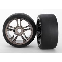 Tires & wheels, assembled, glued (split-spoke, black chrome) (rear)(TRX-6477)