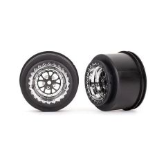 Traxxas Wheels, Weld Chrome / Black (rear) (2) (TRX-9473R)