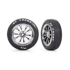 Tires & wheels, assembled, glued (Weld chrome wheels, tires, foam inserts) (front) (2) (TRX-9474R)