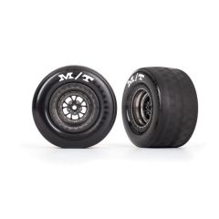 Traxxas - Tires & wheels, assembled, glued (Black / Chrome wheels, tires, foam inserts) (rear) (2) (TRX-9475A)