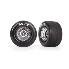 Tires & wheels, assembled, glued (Weld chrome with black wheels, tires, foam inserts) (rear) (2) (TRX-9475R)