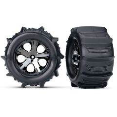 Tires & wheels, assembled, glued (2.8) Paddle (black chrome) (2pcs)