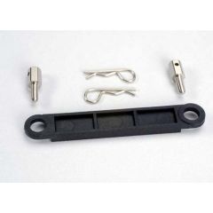 Battery hold-down plate (black)/ metal posts (2)/body clips (2)