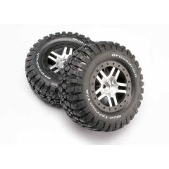 Traxxas - Tire & wheel assy, glued (SCT Split-Spoke, satin chrome wheels) (TRX-5877)