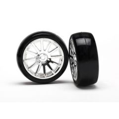 Tires & wheels, assembled, glued (12-spoke chrome wheels, slick tires) (2)