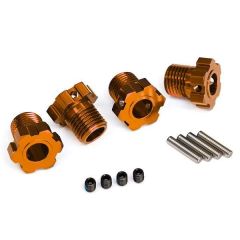 Wheel hubs, splined, 17mm (orange-anodized) (4)/ 4x5 GS (4), 3x14mm pin (4) (TRX-8654A)