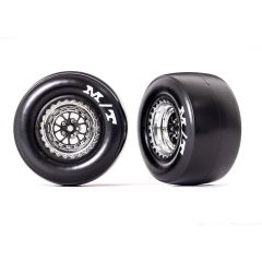 Traxxas - Tires & wheels Weld chrome / black wheels, Mickey Thompson Drag Slicks (TRX-9476R)
