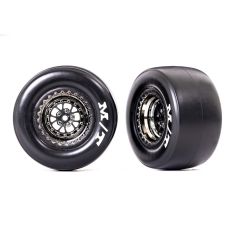Traxxas - Tires & wheels Weld black chrome wheels Drag Slicks (rear) (TRX-9476X)