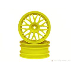 Kyosho spaakvelgen, 28mm, voor 1/10 buggy, neon geel (2 stuks)