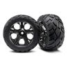 Tires & wheels, assembled, glued (all-star black chrome wheels, anaconda tires, foam inserts) (nitro rear/ electric front) (1 left, 1 right)