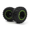 Blackzon Smyter MT Wheels/Tires Assy (Black/Green/2pcs) (540181)
