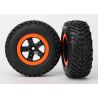 Tires & wheels, assembled, glued (SCT black, orange beadl. wheels, dual profile (TRX-5863)