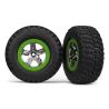 Tire & wheel assy, glued (sct, chrome, green beadlock wheel, bfgoodrich) (TRX-5865)