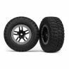 Tire & wheel assy, glued (SCT Split-Spoke, black, satin chrome beadlock wheels, BFGoodrich Mud-Terrain T/A KM2 tire, inserts) (2) (4WD f/r, 2WD rear)