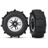 Tires & wheels, assembled, glued (SCT Split-Spoke satin chrome, beadlock style wheels, paddle tires, foam inserts) (2) (4WD front/rear, 2WD rear only) (TSM rated)