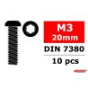 Team Corally - Steel Screws M3 x 20mm - Hex Button Head - 10 pcs (C-3003-30-20)