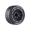 Louise RC MFT ST-ROCKET - 1-10 Stadium Truck Tire Set - Mounted - Sport - Black Wheels - Removable HEX 12 Narrow, 12 Wide, 14, 17mm