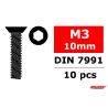 Team Corally - Staal schroeven M3 x 10mm - Verzonkenkop binnenzeskant - 10 st