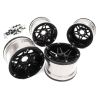 Billet Machined 2.2 6-Spoke Alloy Wheels w/ 6-bolt (4pcs) - Zwart/Zilver