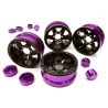 Billet Machined 1.9 6-Spoke Alloy Wheels w/ 6-Bolt S-Adapters (4pcs) - Paars/Zwart